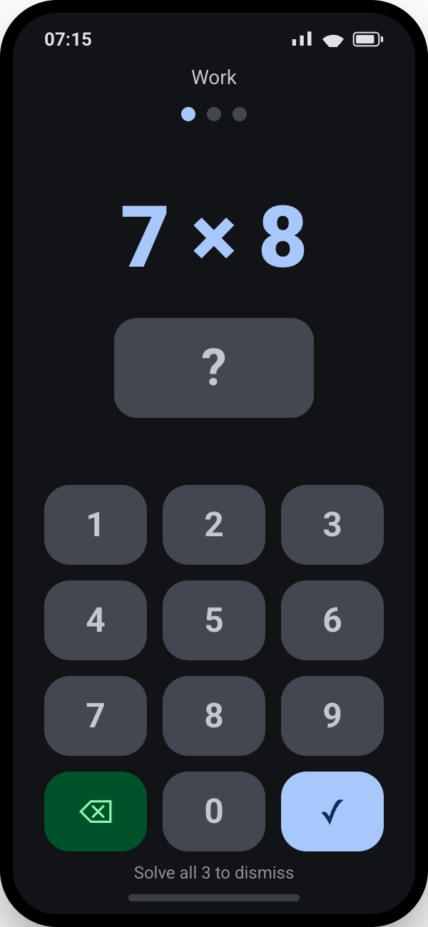 Math mission with an on-screen keypad