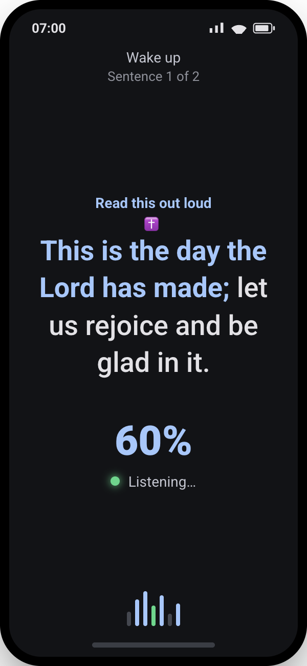 Read aloud mission showing the line to speak